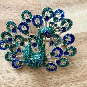 Vintage Enamel Peacock Brooch